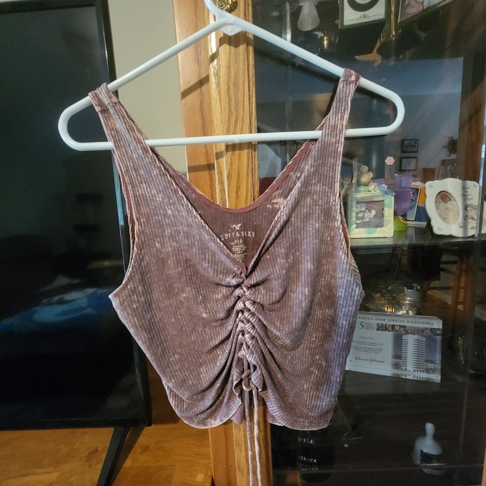 Ribbed American Eagle crop top